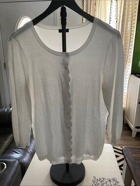 Talbots Classic White Women's Button-Front Cardigan (0065)